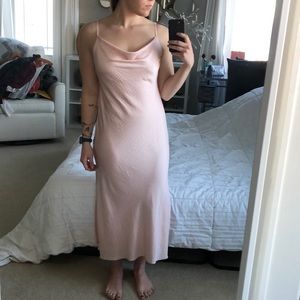 Pink cowl neck slip dress